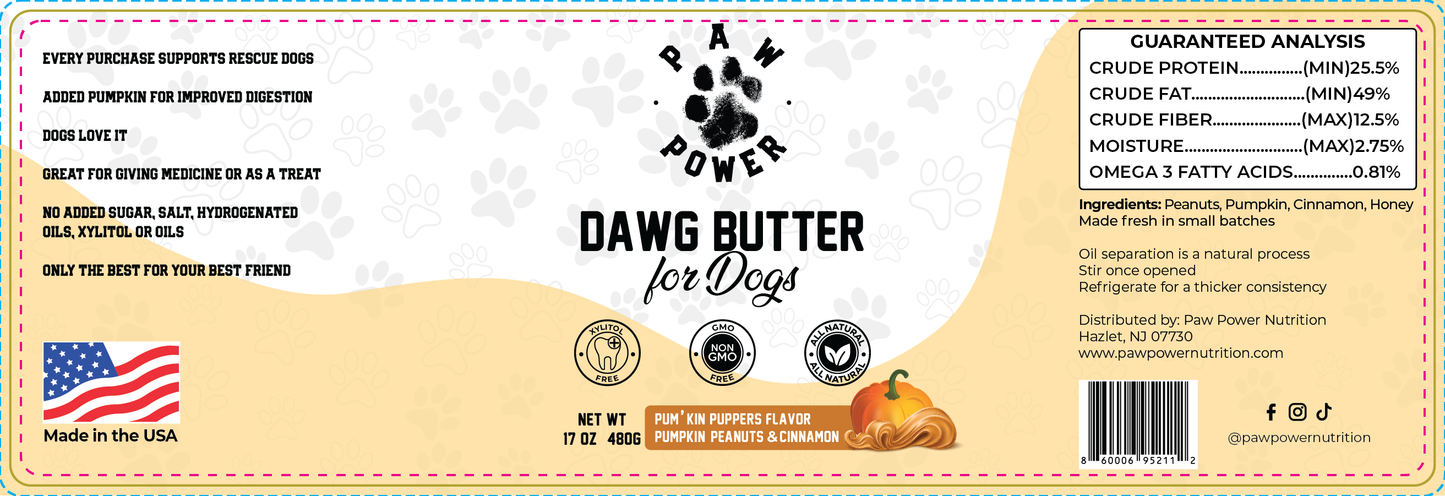 Dawg Butter Pumkin Puppers jar label artwork