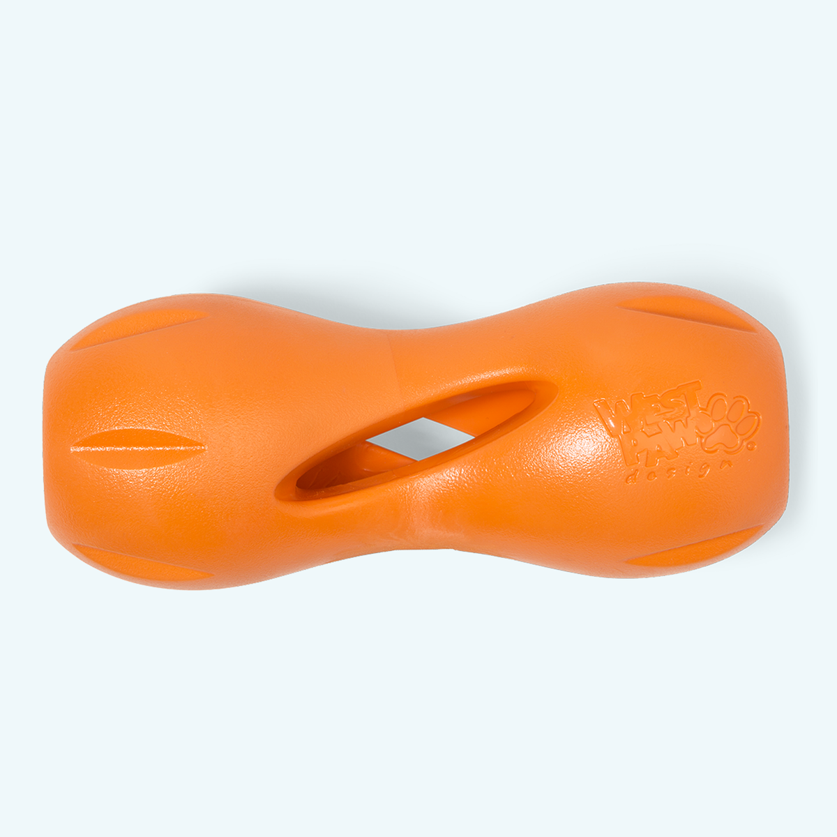 Orange dog toy on a white background