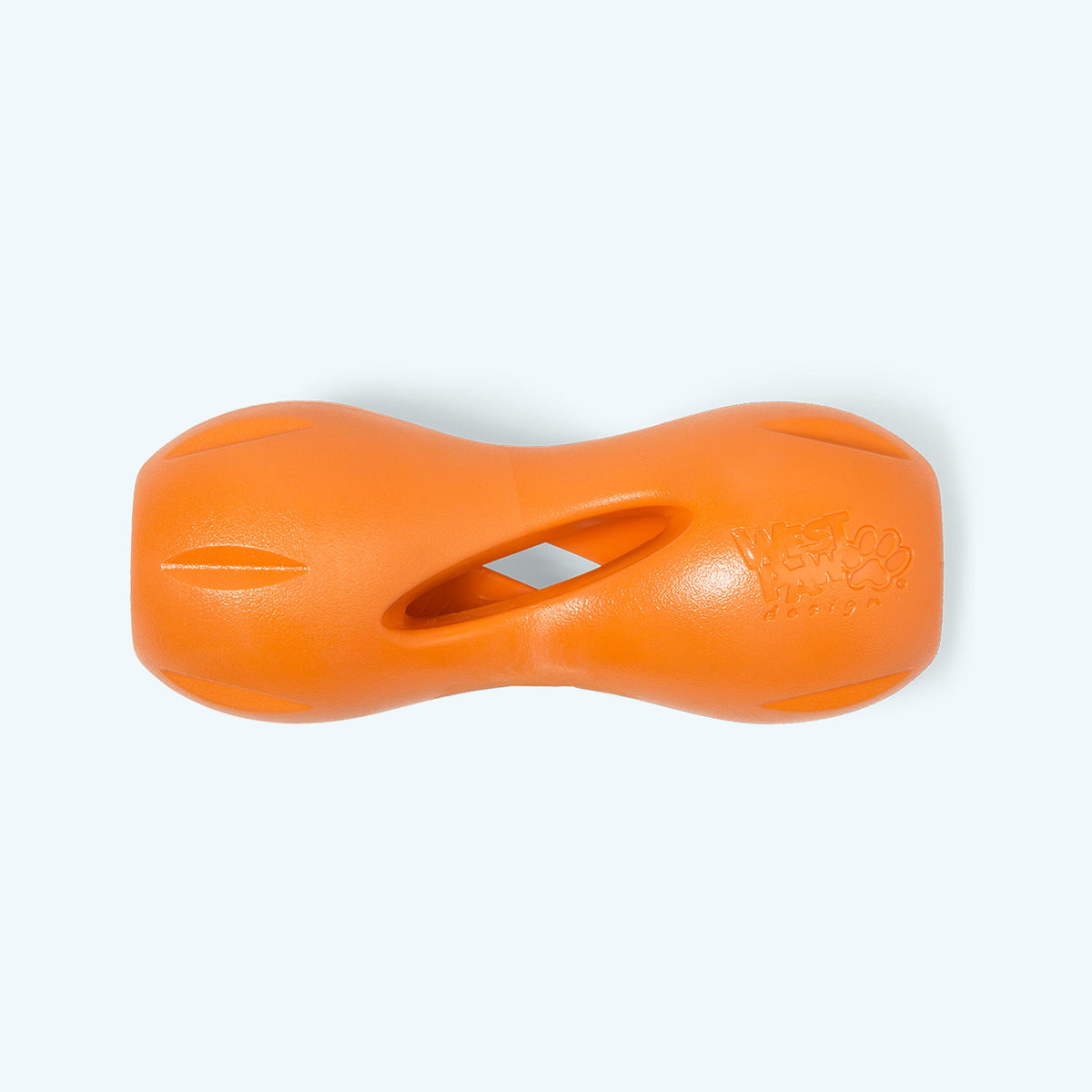 Orange dog toy on a white background