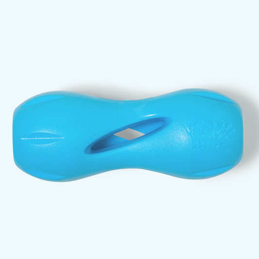 Blue dog toy on a white background