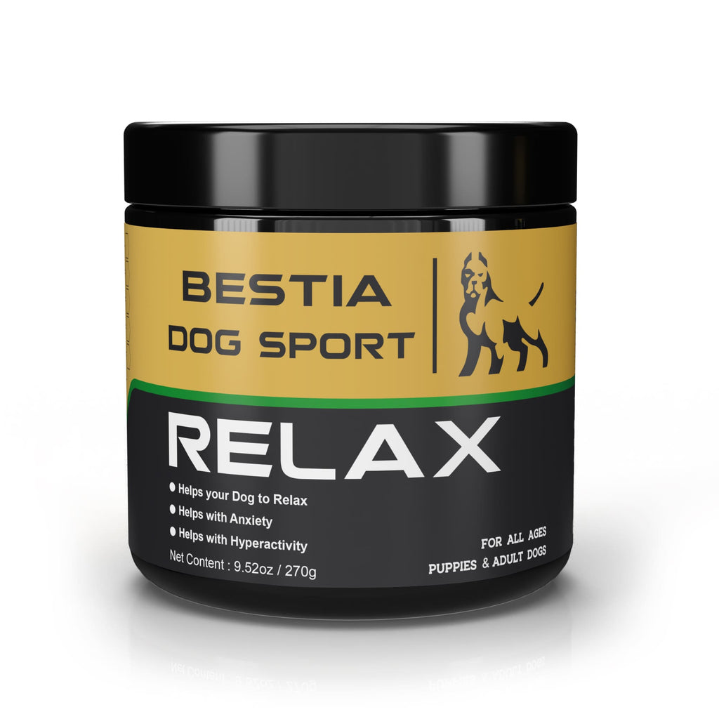 Jar of Bestia Dog Sport Relax on a white background
