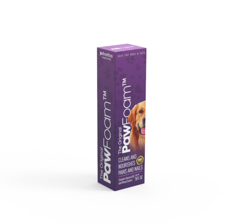 Box of Paw Foam for dogs on a white background