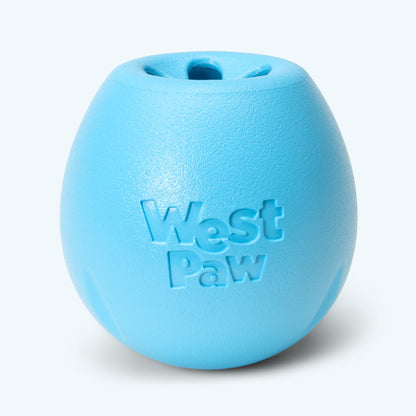 Blue West Paw dog toy on a white background