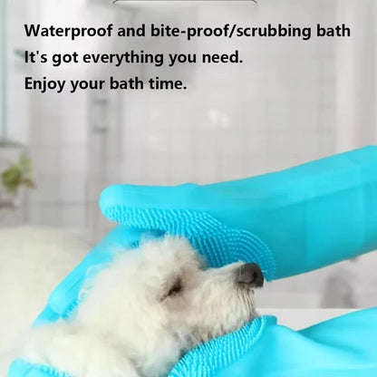 Silicone Pet Bathing Gloves – Grooming Brush for Cats & Dogs