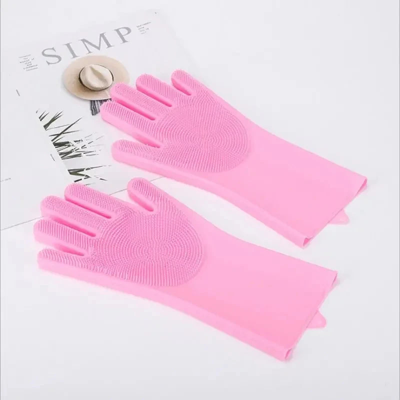 Silicone Pet Bathing Gloves – Grooming Brush for Cats & Dogs