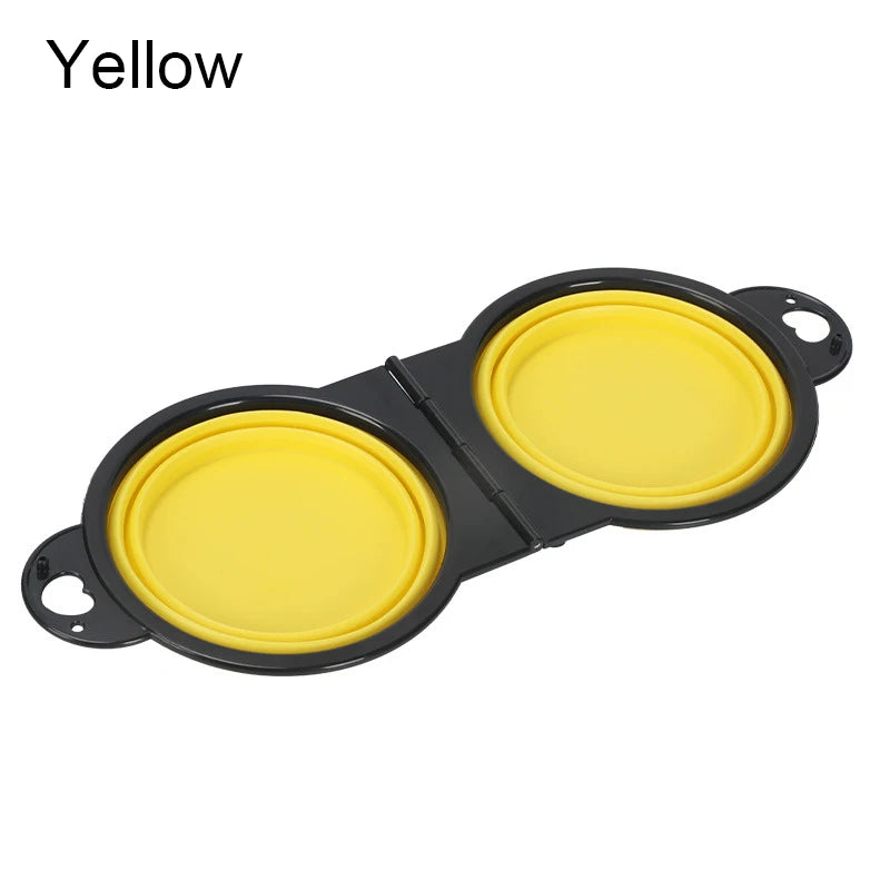 2-in-1 Portable Folding Pet Double Bowl – Travel Food & Water