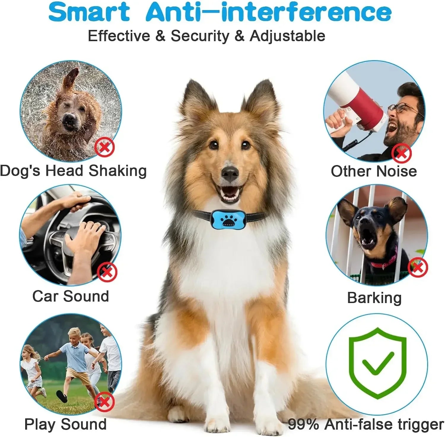 Rechargeable Dog Anti-Bark Collar with Beep & Vibration – Whisker House