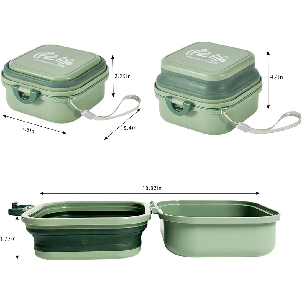Collapsible Dog Water Bowl – 2-in-1 Portable Food & Water Feeder