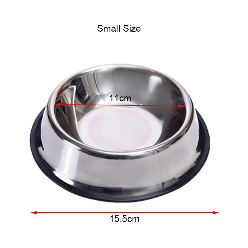 Stainless steel bowl with measurements on a white background