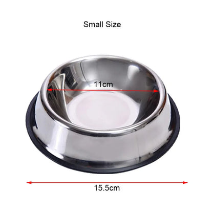 Stainless steel bowl with measurements on a white background