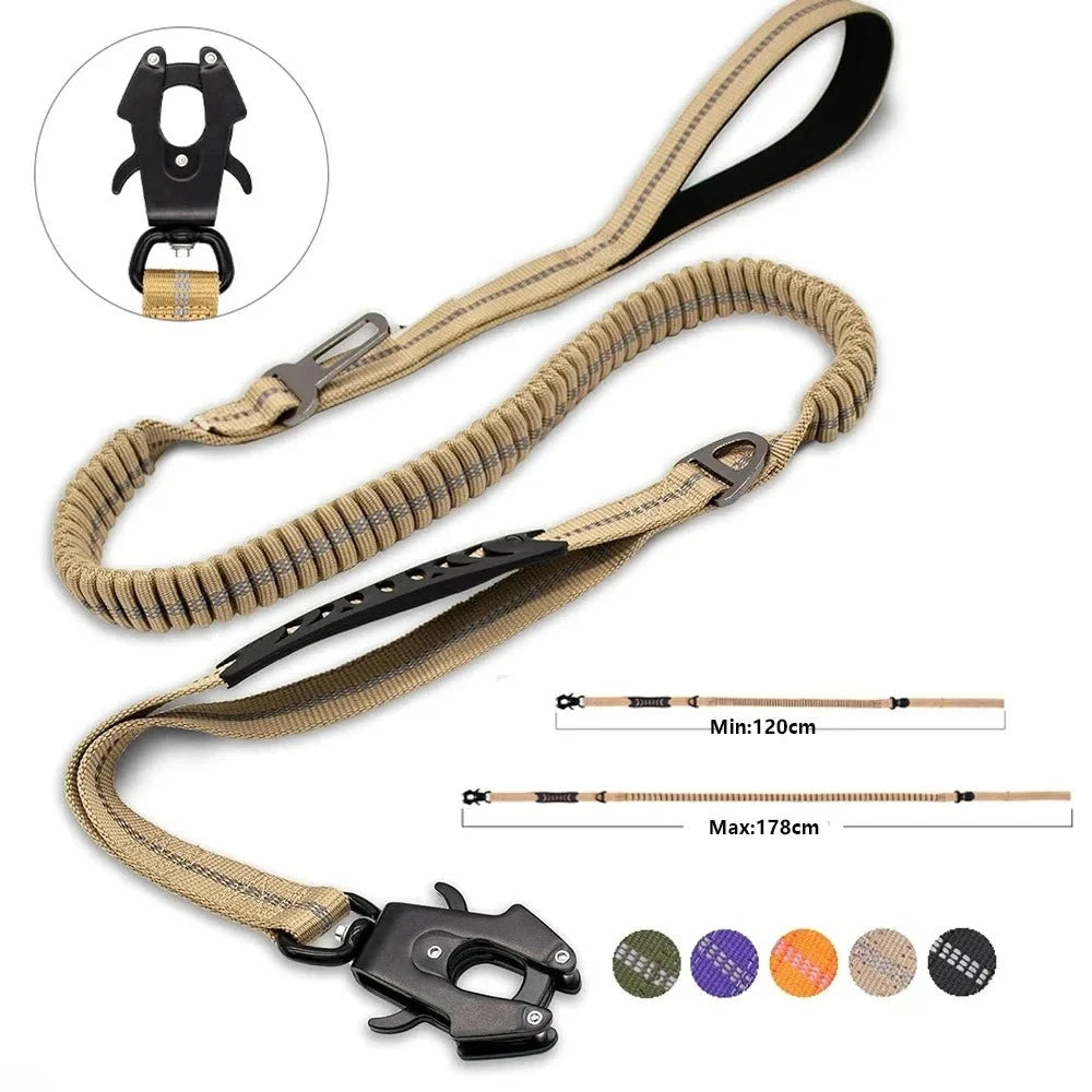 Reflective Bungee Dog Leash with Car Seatbelt – No Pull, Heavy Duty