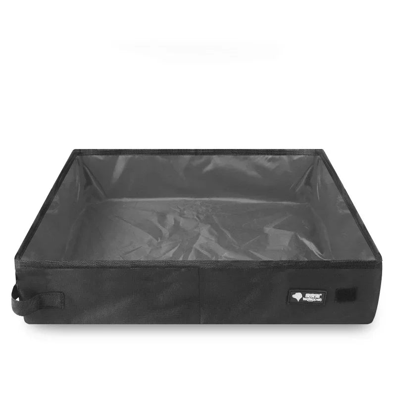 Black rectangular storage bag with a visible brand logo on a white background