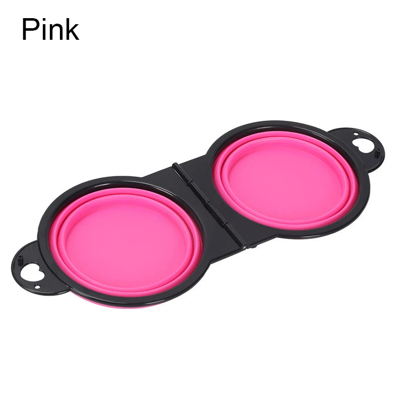 2-in-1 Portable Folding Pet Double Bowl – Travel Food & Water