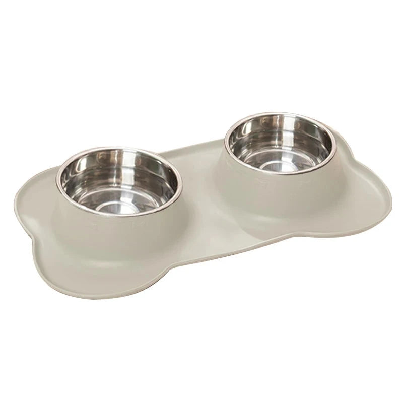 Stainless Steel Double Pet Bowl – Anti-Spill Food & Water Feeder
