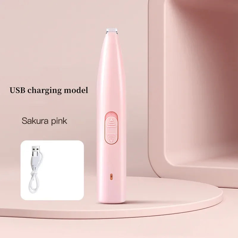 Pink USB charging device on a light pink background with a cable inset.