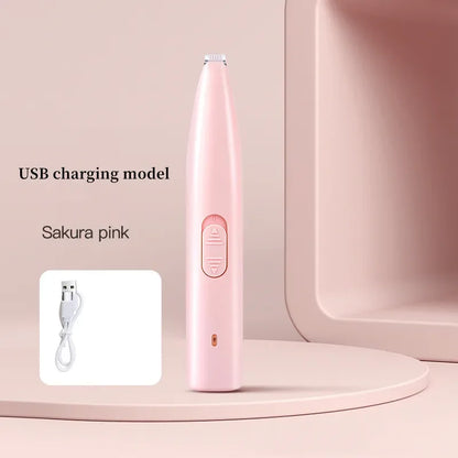 Pink USB charging device on a light pink background with a cable inset.