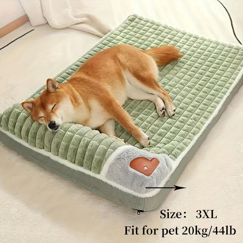 Warm Plush Dog Bed Mattress – Washable Kennel Mat for All Seasons
