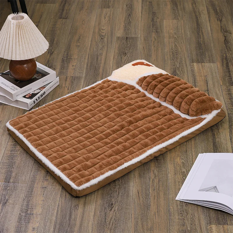 Warm Plush Dog Bed Mattress – Washable Kennel Mat for All Seasons