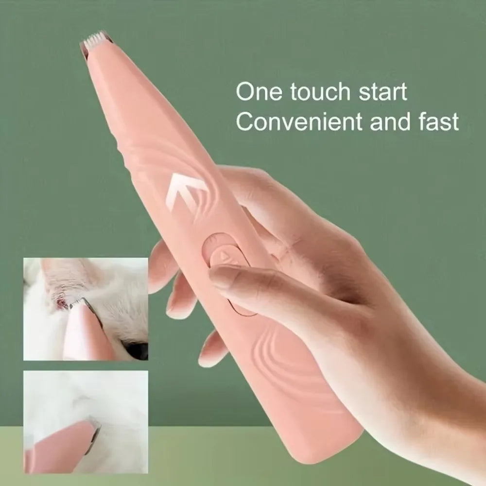 Hand holding a pink electronic device with text 'One touch start, Convenient and fast' on a green background.