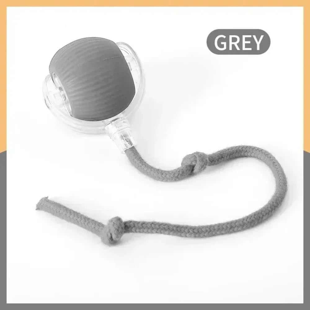 Silicone pacifier with a rope on a white background, labeled 'GREY'.