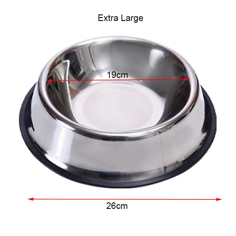 Extra large stainless steel bowl with measurements on a white background