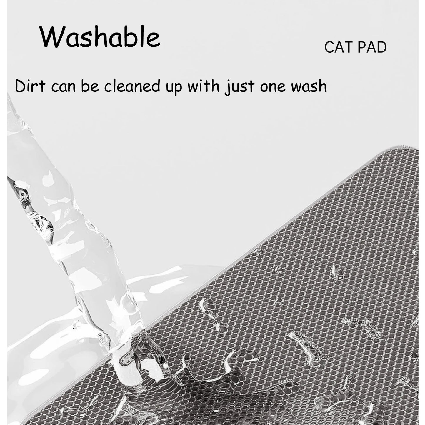 Cat pad with text indicating it is washable and easy to clean.