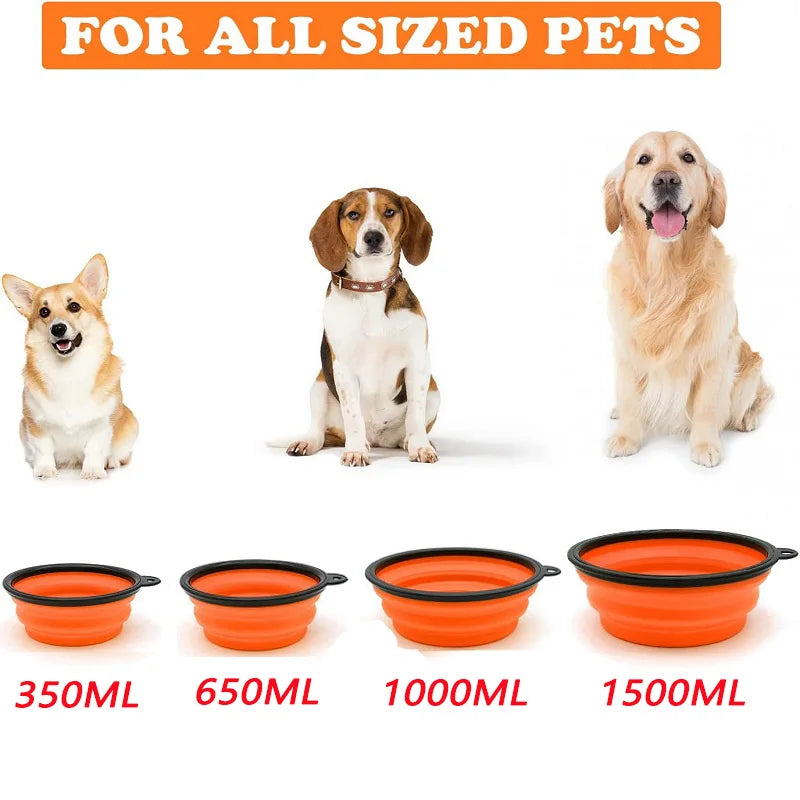 Folding Portable Silicone Dog Feeder Bowl – Travel Food & Water