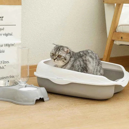 Semi-Enclosed Cat Litter Box – Large Spatter-Proof Kitten Toilet