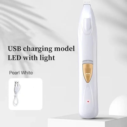 White USB charging device with LED light on a gray background