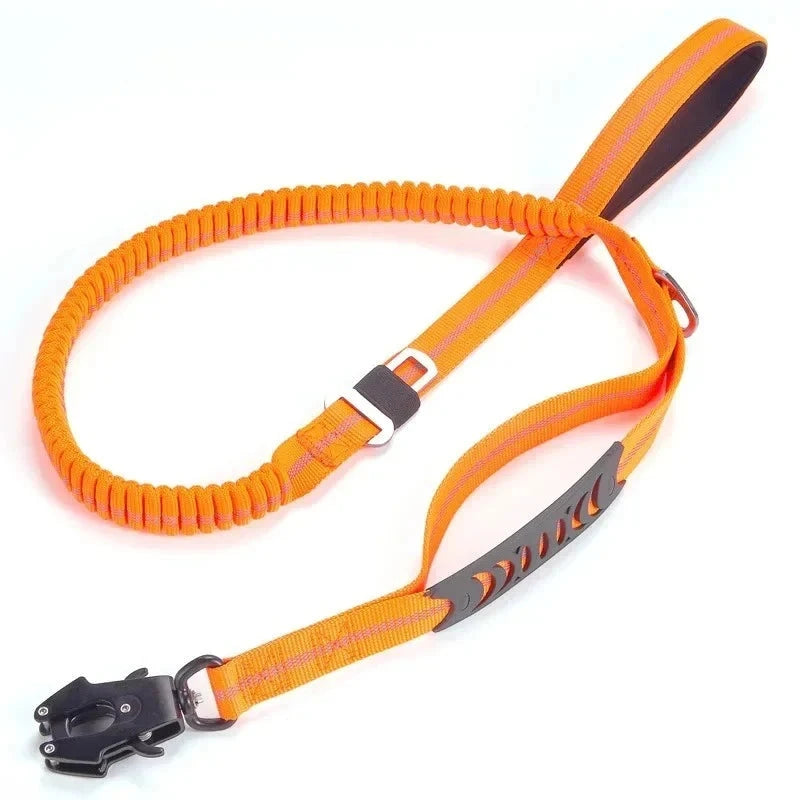 Reflective Bungee Dog Leash with Car Seatbelt – No Pull, Heavy Duty