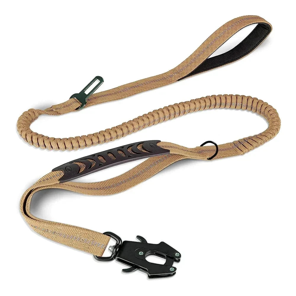 Reflective Bungee Dog Leash with Car Seatbelt – No Pull, Heavy Duty