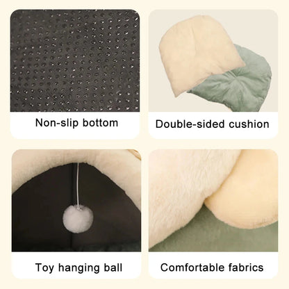 Deep Sleep Cat Bed – Cartoon Pet Bed, Foldable Washable House with Cushion for Cats & Small Dogs