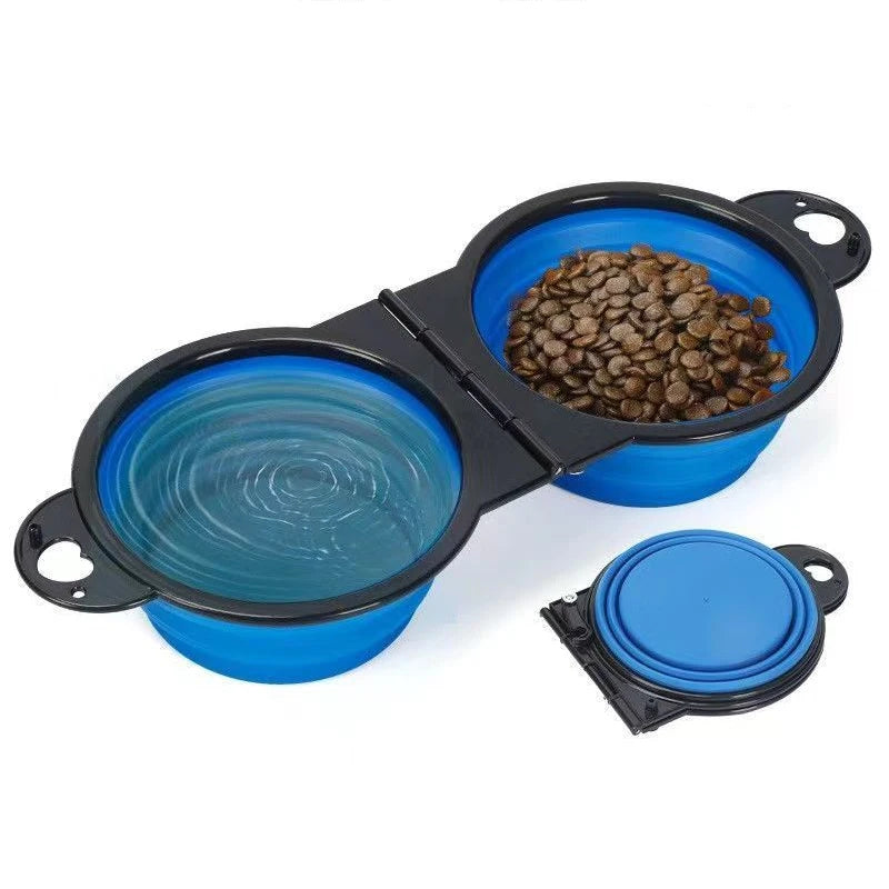 2-in-1 Portable Folding Pet Double Bowl – Travel Food & Water