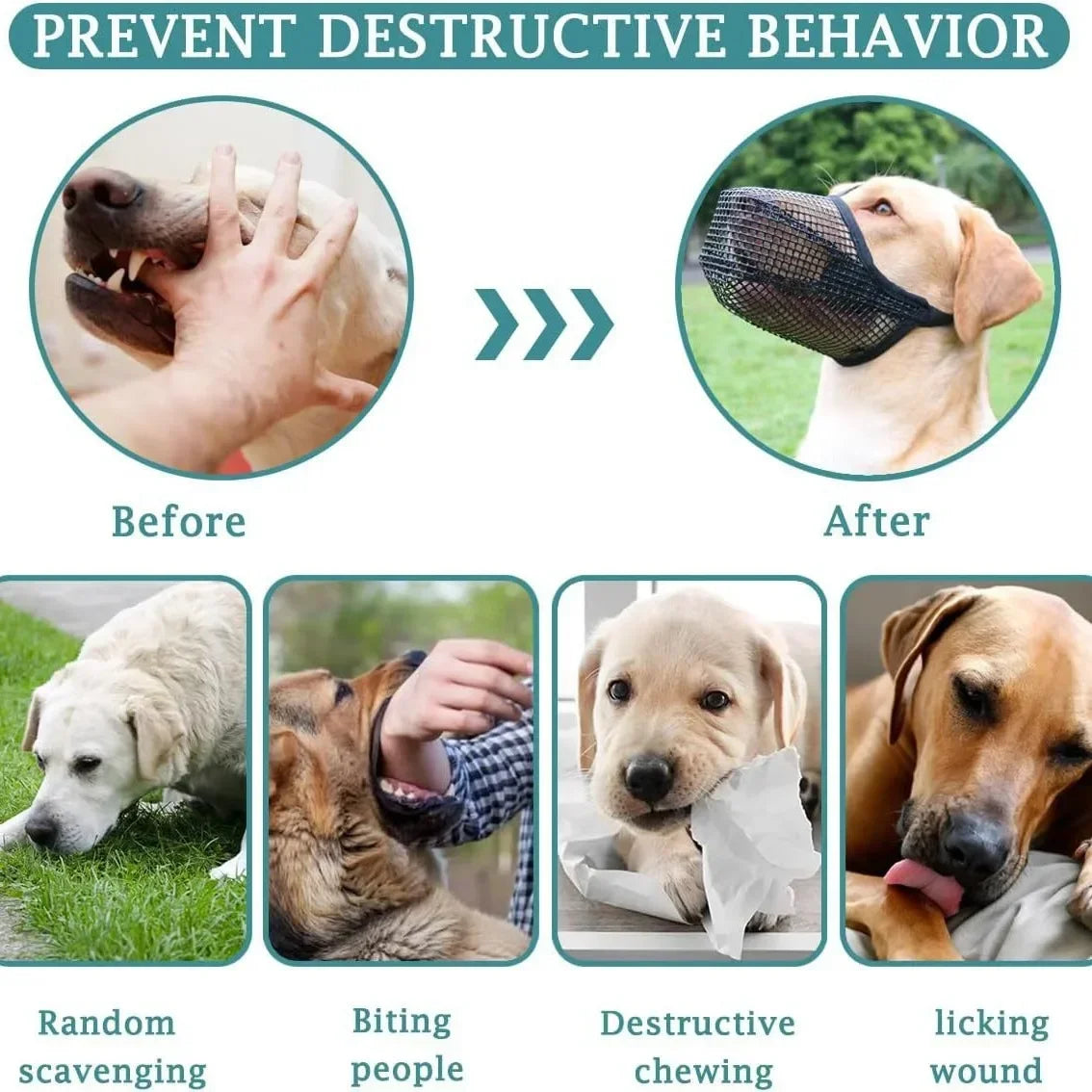 Breathable Dog Muzzle – Anti-Biting, Anti-Licking, Adjustable