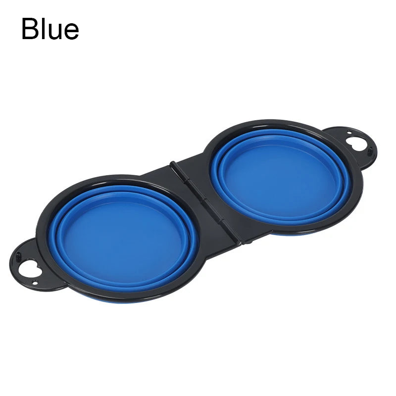 2-in-1 Portable Folding Pet Double Bowl – Travel Food & Water