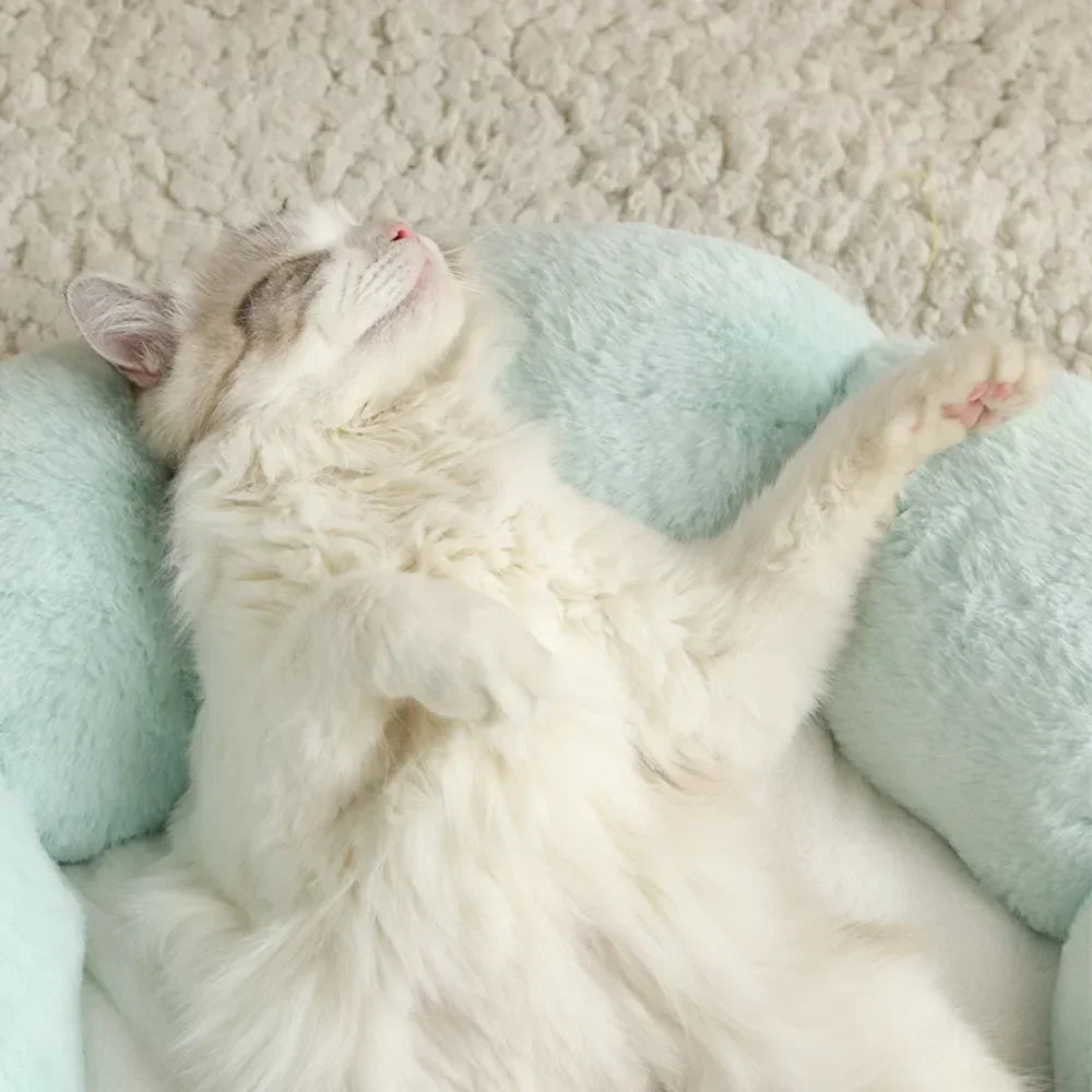 60CM Flower-Shaped Plush Cat & Dog Bed – Super Soft Pet Cushion