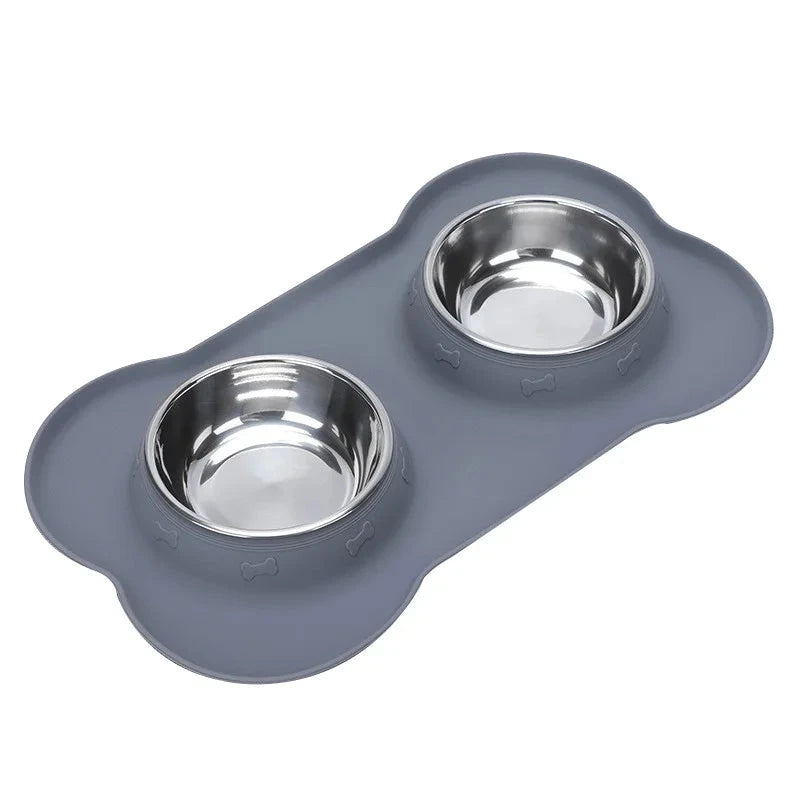 Stainless Steel Double Pet Bowl – Anti-Spill Food & Water Feeder