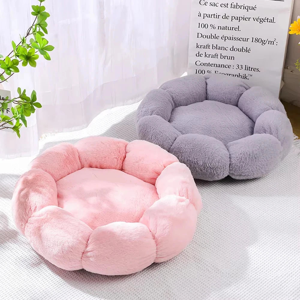 60CM Flower-Shaped Plush Cat & Dog Bed – Super Soft Pet Cushion