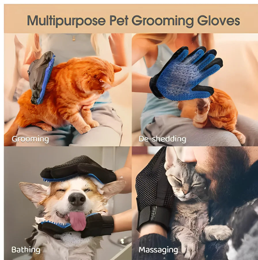 Pet Hair Grooming Glove for Dogs & Cats – Deshedding & Massage
