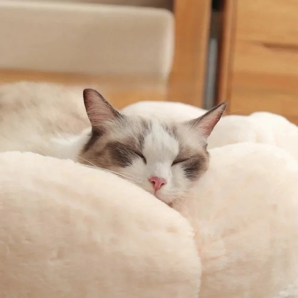 60CM Flower-Shaped Plush Cat & Dog Bed – Super Soft Pet Cushion