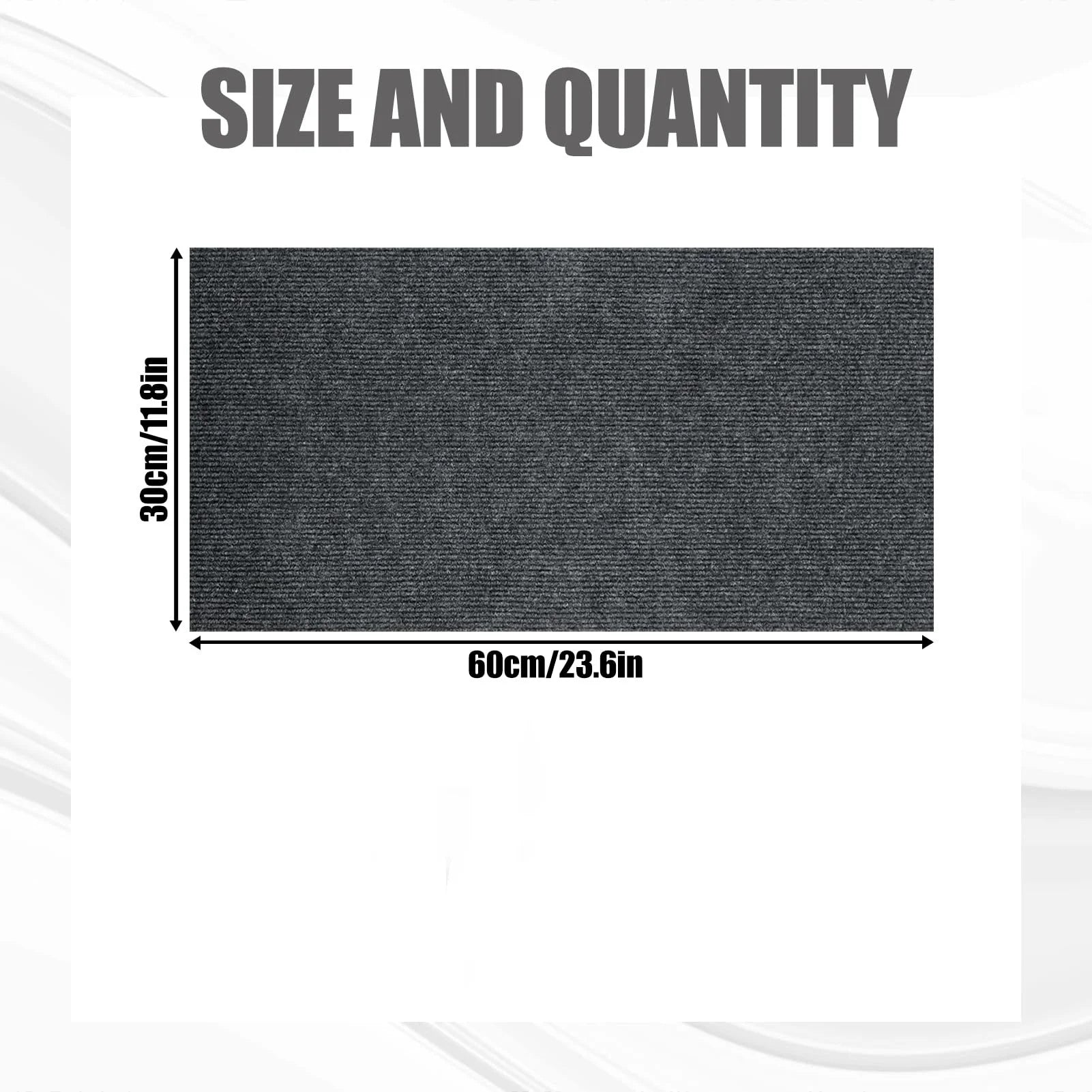 Rectangular black filter with dimensions labeled on a white background