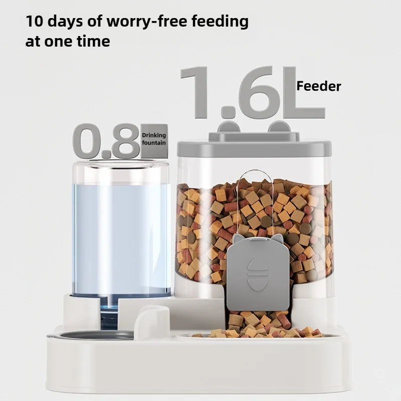 Automatic Cat & Dog Feeder Bowl with Water Fountain – Spill Proof
