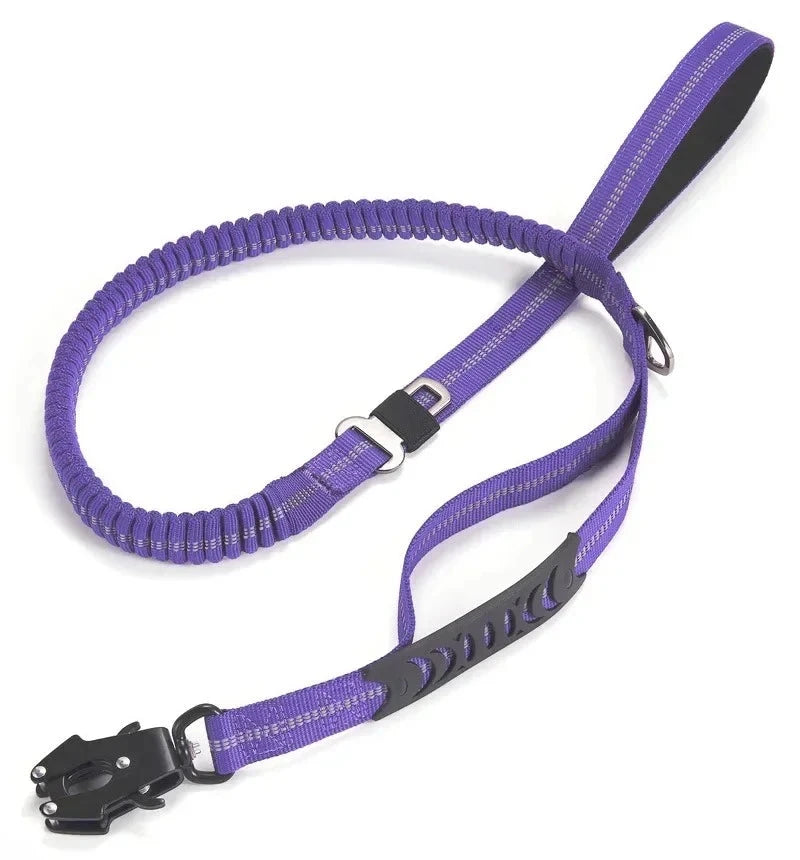 Reflective Bungee Dog Leash with Car Seatbelt – No Pull, Heavy Duty