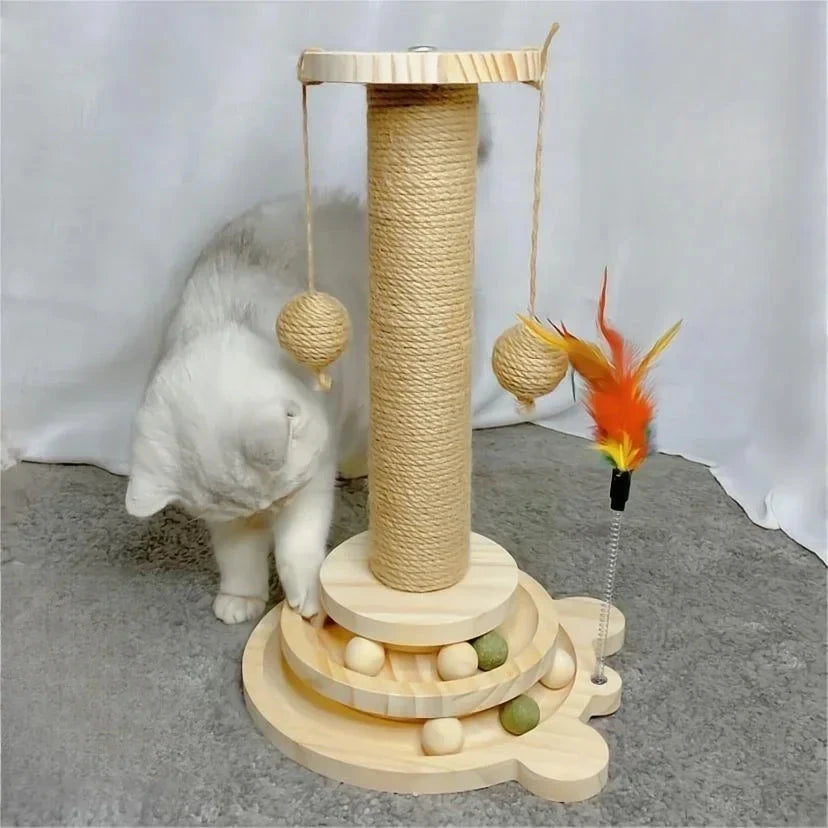 Cat Toy Scratcher Turntable with Sisal Board & Balls – Whisker House