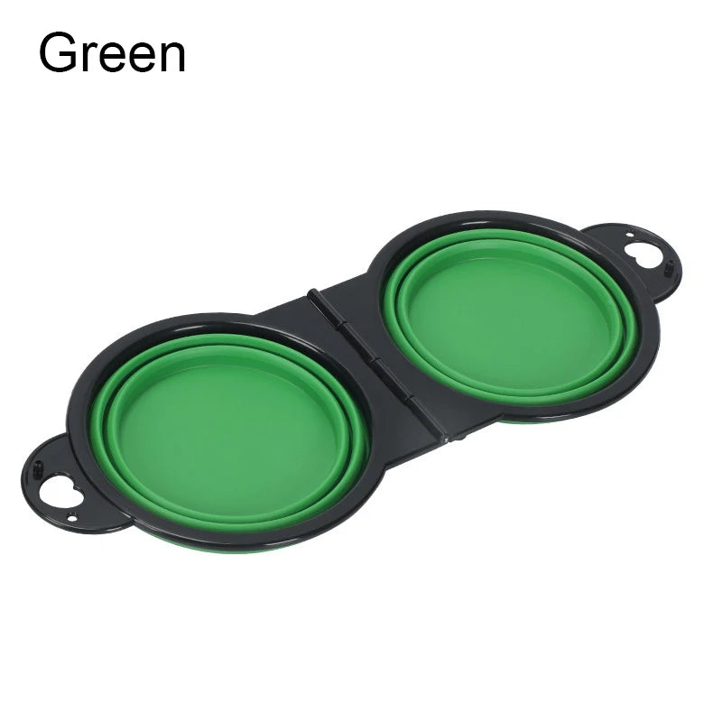 2-in-1 Portable Folding Pet Double Bowl – Travel Food & Water