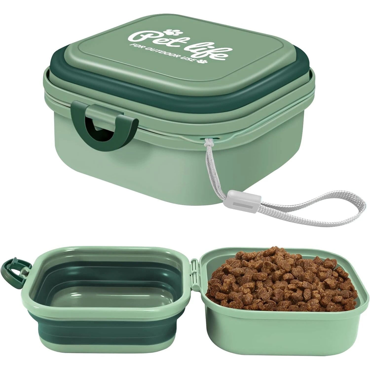 Collapsible Dog Water Bowl – 2-in-1 Portable Food & Water Feeder