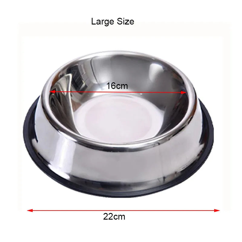 Stainless steel bowl with measurements on a white background