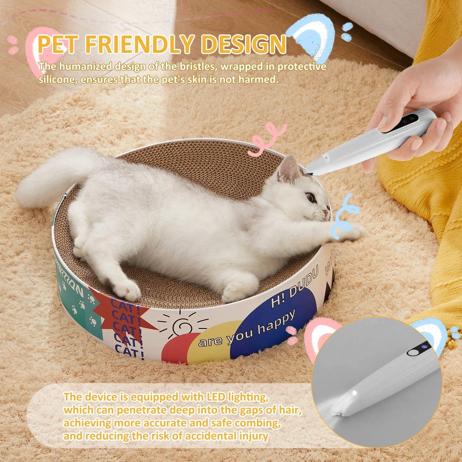 Pet Paw Trimmer with LED Light – Low Noise Cordless Grooming Tool