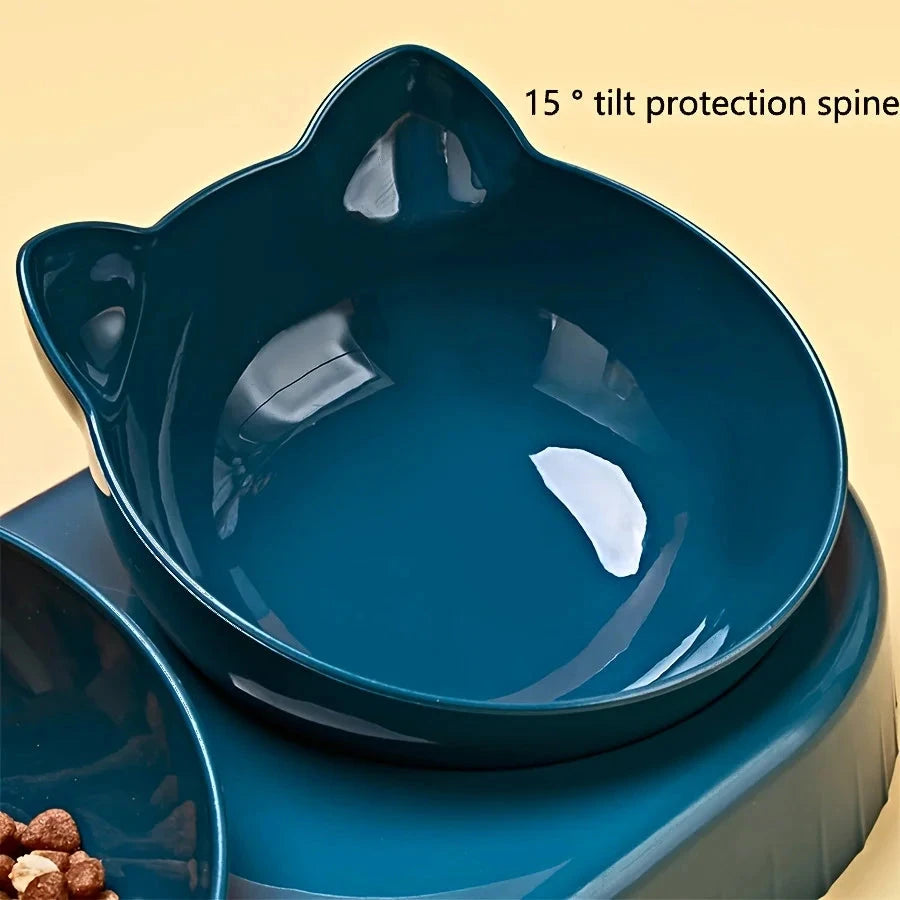 3 in 1 Cat Food Bowl with Water Feeder – Tilted Pet Bowl Set