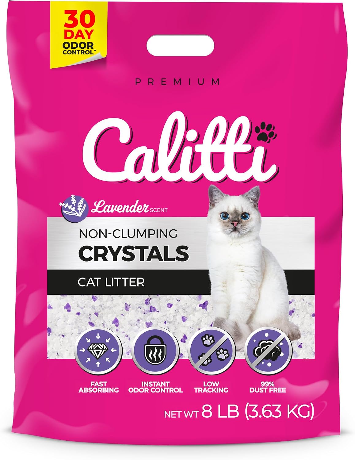 Calitti Non-Clumping Cat Litter Crystals | Silica Gel Cat Litter 8 lbs